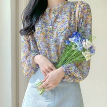 여성 블라우스 잔 꽃무늬 잔꽃 플라워 화려한