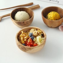 이한리빙 우드 요거트볼 2종 시리얼볼 우드볼 나무 그릇 아이스크림볼 디저트볼, 02.요거트볼 중