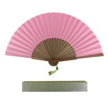 송정필방 부채 - 전주산 색한지접선 분홍색 (케이스포함) 높이22