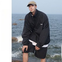 LIULIU 기능 반지퍼 바람막이 반바지 커플 복고 투피스세트