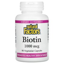 네츄럴 펙터스 Natural Factors 비오틴 1 000mcg 베지 캡슐 90정, 1개