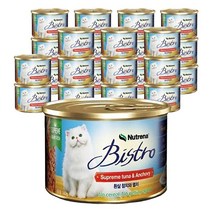 뉴트리나 비스트로 흰살참치와 멸치 고양이 주식캔, 160g, 24개