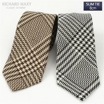 면혼방 하운드투스 캐주얼 슬림넥타이 8cm - RT 42