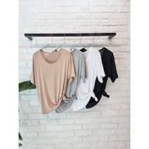 [반다리] 소재좋은 찰랑 무지 기본 유넥 티셔츠