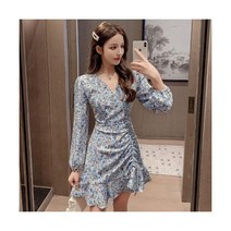 봄 브이랩 스트링 셔링 원피스