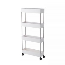 똑소녀 주방 냉장고 틈새수납장 세탁실 틈새장 이동식 트롤리, 기본형, 4단