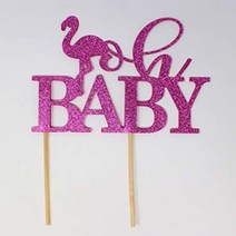 All About Details Flamingo Theme Oh １PC Cake Topper Baby Shower Summer Party Photo Props (Pink), 1
