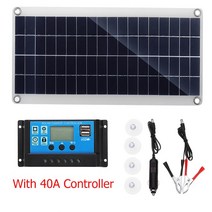 태양광발전 300W 방수 태양 전지 패널 고효율 10A-50A 컨트롤러 RV 보트 자동차 홈 야외 배터리 충전기, 03 with 40A controller