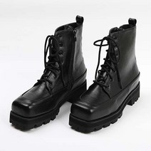 나나구두 스퀘어토 레이스업 통굽 플랫 워커 4cm