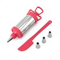 분무기 고익 고압 스테인레스 스틸 쿠키 장식 총 세트 비스킷 프레스 메이커 크림 DIY 과자 주사기 압출기 노즐 주방 베이킹 도구, Red