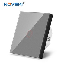iot스위치 Novski-벽 터치 스위치 220V Eu 표준 Gehard Kristallen Glazen 패널 전원 1/2/3 갱 단방향 조명 센서, 그레이 터치 1 갱, 07 grey touch 1 gang