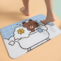 라인프렌즈 북유럽감성 규조토 발매트 욕실 흡수매트 화장실 미끄럼방지 40x60, 4060cm, 몸을 담그는 목욕 - 브라운 베어와 샐리(하드 패