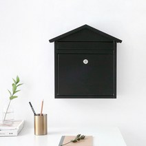 잠금기능 벽걸이 철제우편함 우편물수취함 디자인, 블랙