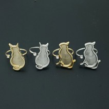 클레이앤데코 고양이 반지 택1, 옆모습 골드