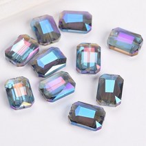 직사각형 면 크리스탈 유리 프리즘 느슨한 공예 비즈 쥬얼리 제작 DIY 커튼 12x9mm 14x10mm 18x13mm 10 개, CHINA, Blue Colorized