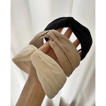 [끌림샵] 린넨 무지 터번 와이드 꼬임 헤어밴드 머리띠 (3color)