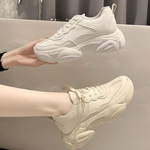 학생사복패션 여자 화이트 어글리슈즈 데일리 키높이 불넓은 운동화