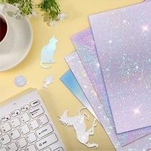 스티커 홀로그램 A4 용지 시트 테이프 접착 다꾸 프린터 반짝이 인쇄 만들기 필름 라벨, C_잔주름