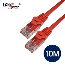 LANstar CAT.6 UTP 기가 랜케이블 10m/LS-6UTPD-10MR/레드/연선/기가비트/인터넷 케이블/50u 금도금/RJ45 8P8C 다이렉트/1Gbps 속도/250MH