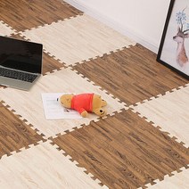 층간소음 퍼즐매트 우드무늬 30x30cm 안전 유아 강아지, 월넛