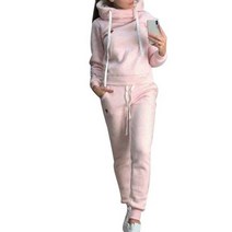 마라톤복 트랙수트 여성 2Pcs 조깅 정장 단색 트랙수트s 양털 후드 바지 세트 спортивный костюм женск, XXL, 분홍색