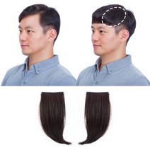 픽앤웨어 남자 M자 앞머리 가발 10cm(소) 2개 1세트, 내츄럴블랙
