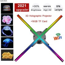 업그레이드 56cm 3D 홀로그램 프로젝터 HD 576led 홀로그램 프로젝터 팬 WiFi 3D 홀로그램 광고 빛, 나는 플러그