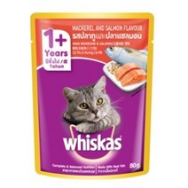 위스카스 습식사료 파우치 1박스 [85g x 24개] 상품별 모음 가능, 고등어와연어 80gx24개