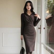 DRM488 윈터 글램 랩셔링 스판 원피스