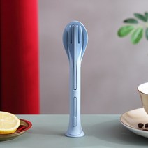 커트러리 세트 개대 여행 휴대용 칼 세트 일본 스타일 밀 짚 나이프 포크 스푼 학생 식기 주방, 02 Blue
