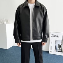 데일트 남자 오버핏 싱글 가죽 자켓