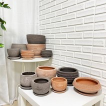 루아데코 이태리 수제토분 수제로 만든 토분 흔하지 않은 토분 예쁜토분 고급화분 럭셔리화분 받침세트, 팽이, 그레이