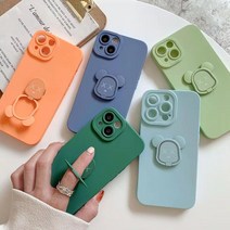 삼성 갤럭시 S21시리즈 귀여운 곰돌이 캐릭터 스마트링 핑거 링 핸드폰 거치대 심플 단색 무지 슬림 실리콘 범퍼 케이스
