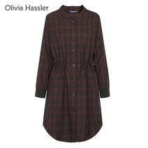 [올리비아하슬러] 스트링 체크 미디 블라우스