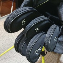 골프 아이언커버세트 슬림 고급지퍼형 클럽 헤드카바 남성 여성 네오프랜, 블랙