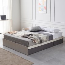 동서가구 이즈 카이 수납침대 A형+본넬매트 포함 퀸, 워시그레이