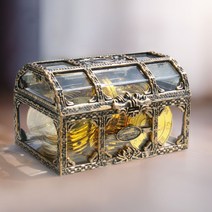 현금 동전 계수기 잔돈 수납 보관 케이스 택시 타량 사부실레트로 투명 해적 상자 경량 플라스틱 보물 금화, 한개옵션0