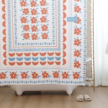 키치플로랄 욕실 방수 패브릭 커튼 (메탈집게 증정), 키치플로