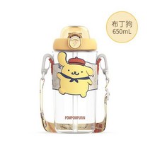 캐릭터 산리오 텀블러 쿠로미 시나모롤 보온병 475262 Kawaii Sanrios Cinnamoroll Kuromi MyMelody 만화 물병 플라스틱 빨대 컵 스트랩 휴대용, BDG-650ml