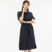 여성 헨리넥 허리스트링 원피스-ABRG6105C04