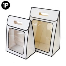 고급 투명창 손잡이 선물백 쇼핑백 선물용 종이 가방 포장 케이스 사각 창 손잡이형 테두리 투명 봉투, 대 - 화이트