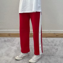 밴딩 옆배색 주머니 와이드 일자핏 옆라인 포인트 트레이닝 팬츠 옆배색 바지 트레이닝 바지 밴딩 트레이닝 팬츠
