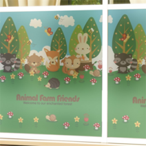 [뭉키데코] 무점착반투명시트_MSC-116_애니멀팜 프렌즈 01(A01_W90xH90cm), A01_W90xH90cm