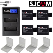 4pcs SJCAM sj4000 배터리 bateria sj7000 sj5000 sj6000 sj8000 SJ M10 카메라 용 듀얼 USB 충전기, 단일, 1개