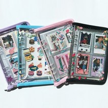 6공 포카 바인더 다이어리 커버 [글리터 A5 육공 지퍼 포토카드 씰 스티커 인생네컷 폴라로이드 보관 파일], 퍼플, 퍼플