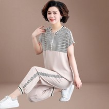 트레이닝복 상하 투피스 중년 여성옷 여름 중장년 캐주얼 빅사이즈 운동복 세트 빅사이즈