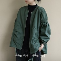 신이SH 더블샵 큰언니 빅사이즈 루즈핏 바람막이 샤링소매 점퍼 시보리점퍼