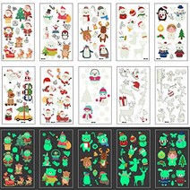 Christmas Tattoos Blacklight Temporary Tattoos Glow in the Dark Stickers for Kids Adults Xmas Party, 1