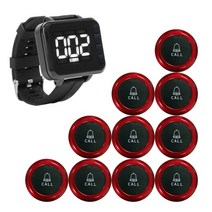 진동벨 무선 호출기 웨이터 호출 시스템 레스토랑 벨 버튼 10 개 손목 시계 시간 1 개, 10.call pager sys 3 - AU