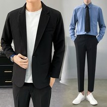 양복 남자 세트 캐주얼 트렌드 멋있다 한판 학생 슬림핏 외투 영륜풍 양복 잘생긴 양바지 셔츠